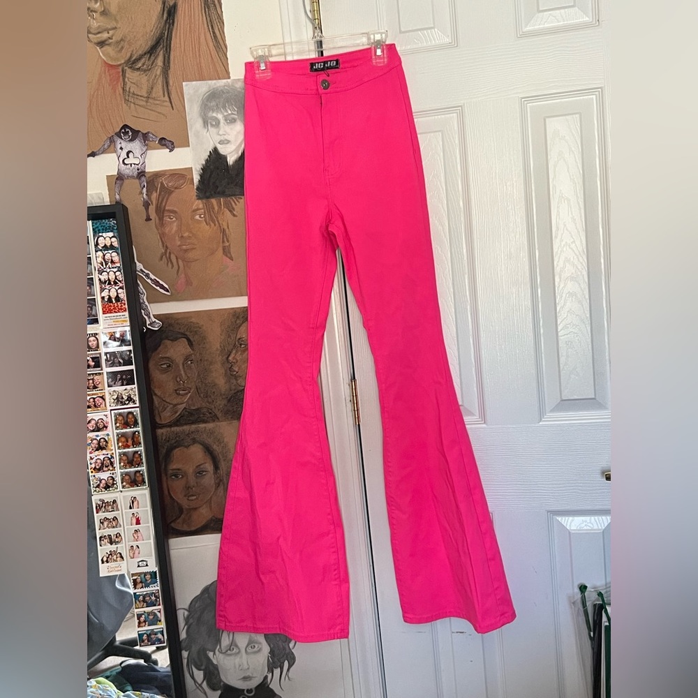 Pink High Waisted Flare Pants